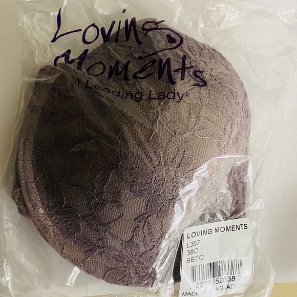 Loving Moments by Leading Lady 38C Nursing Bra Lavender‎ Lace Underwire Padded - Picture 7 of 8